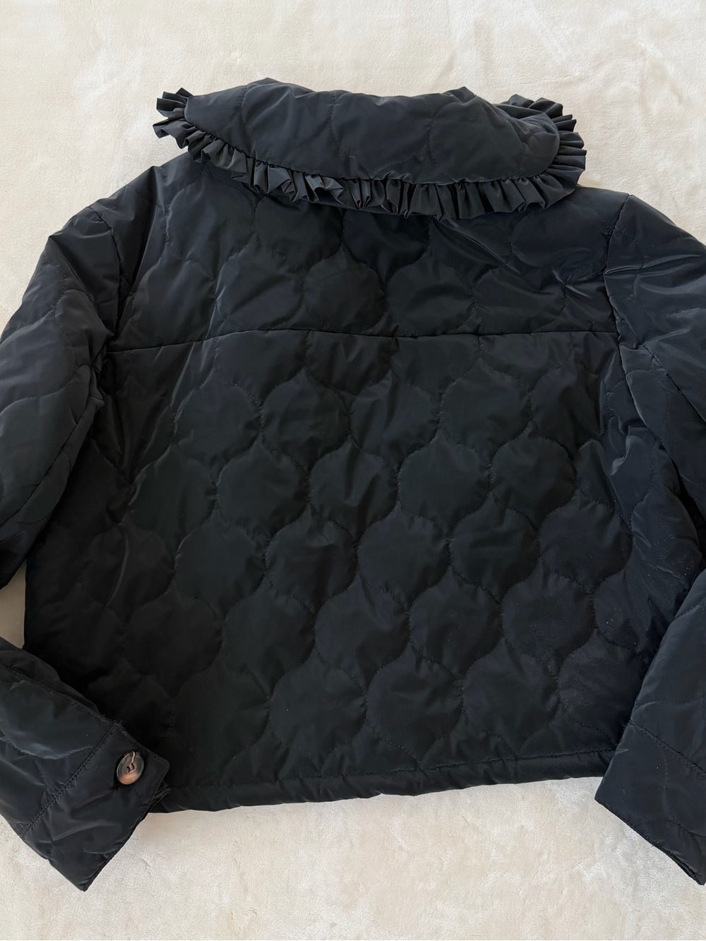 dRA Ruffle-Collar Quilted Puffer Jacket — Black Sz Small Cottagecore Grandmacore - Picture 6 of 6